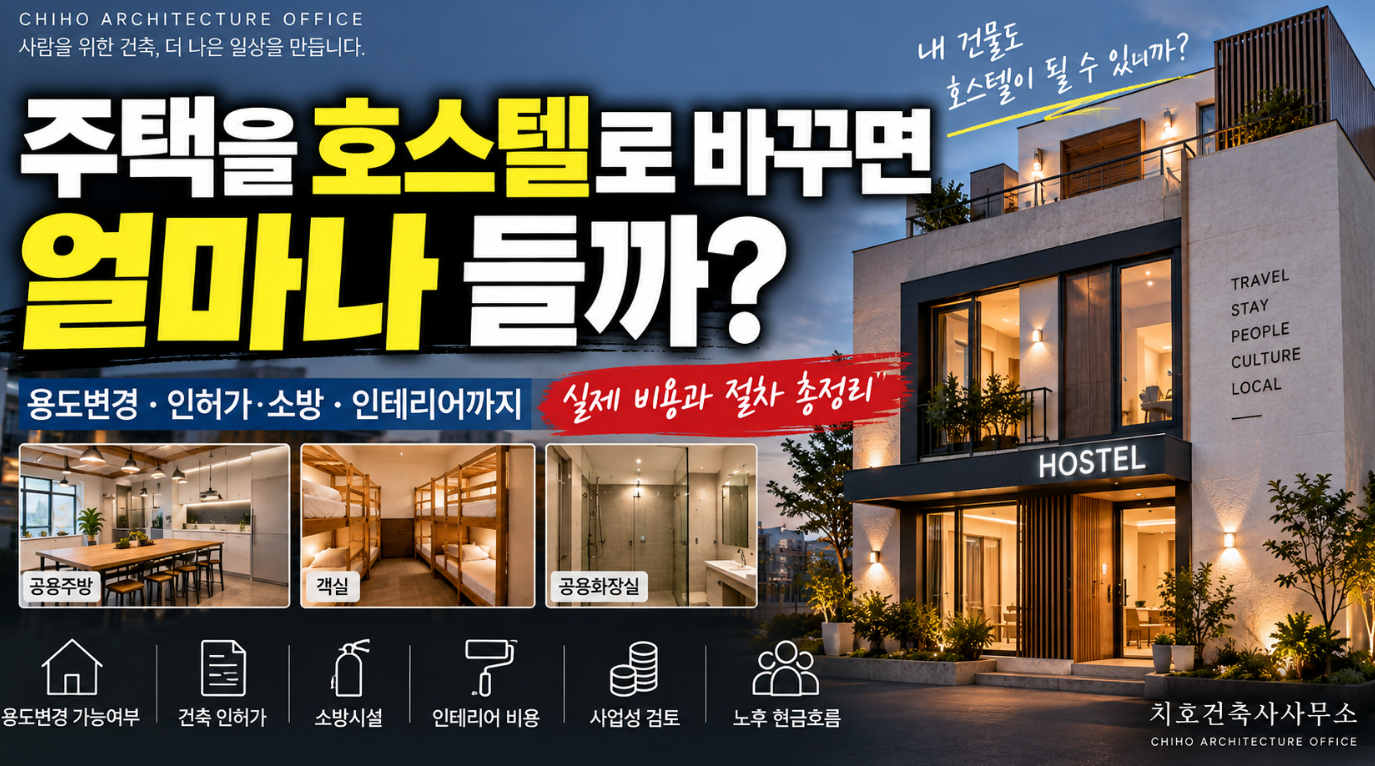 호스텔 용도변경 비용｜주택을 호스텔로 바꿀 때 인...