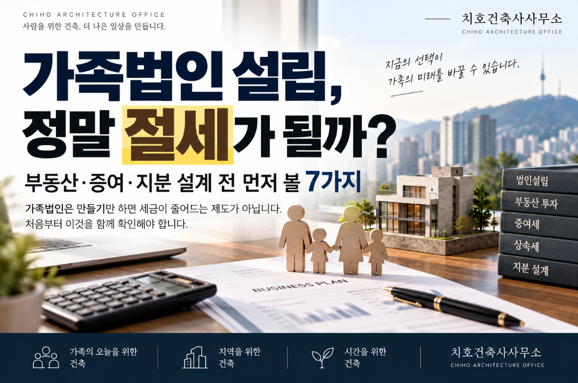 가족법인 설립, 정말 절세가 될까? 부동산·증여·지분 설계 전 먼저 볼 7가지